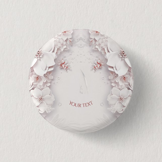 Ivory Blush Pink Floral Button (Front)