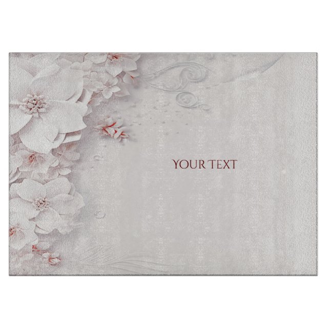 Ivory Blush Pink Floral Cutting Board (Front)