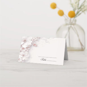 Ivory Blush Pink Floral Place Card