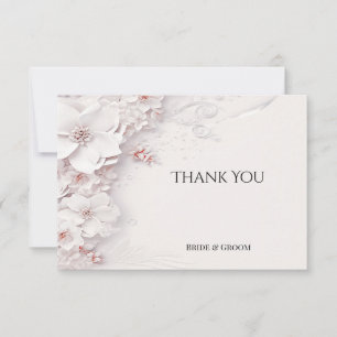 Ivory Blush Pink Floral Thank You Card