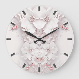 Ivory Blush Pink Floral Wall Clock