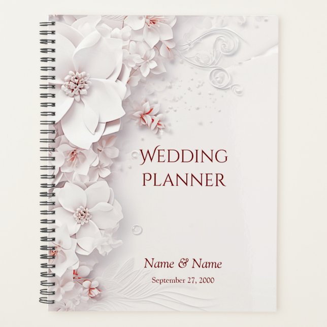 Ivory Blush Pink Floral Wedding Planner (Front)