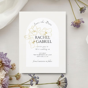 Ivory   Boho Arch Gold Floral Wedding  Save The Date