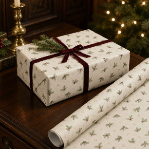 Ivory Botanical Christmas Wrapping Paper