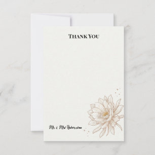 Ivory Botanical Flower Wedding Thank You Card