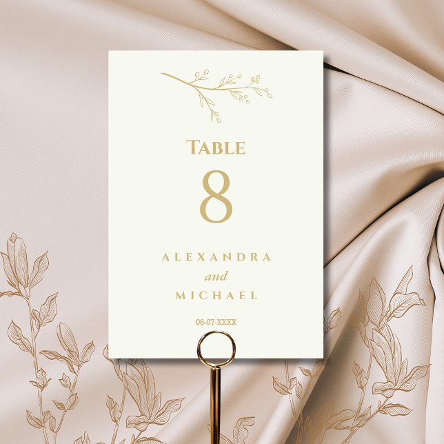 Ivory Botanical Minimalist Wedding   Table Number (Creator Uploaded)