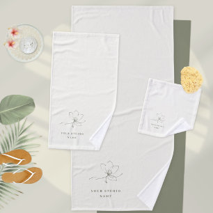 Ivory Boutique Spa Hotel Branding Floral Bath Towel Set