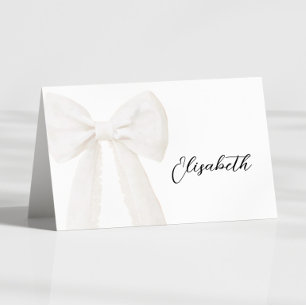 Ivory Bow Bridal Shower Table Name Card 