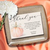 Ivory Bow Little Pumpkin Baby Shower Thank You