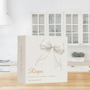Ivory bow pearls Bridal Shower recipe Binder