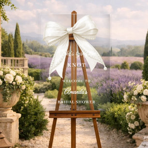 Ivory bow pearls knot Bridal Shower welcome Acrylic Sign
