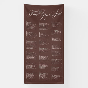Ivory Brown Alphabetical Wedding Seating Chart Banner
