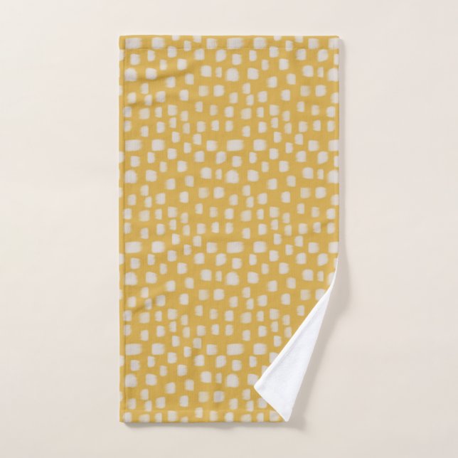 Ivory brush strokes on yellow hand towel (Hand Towel)