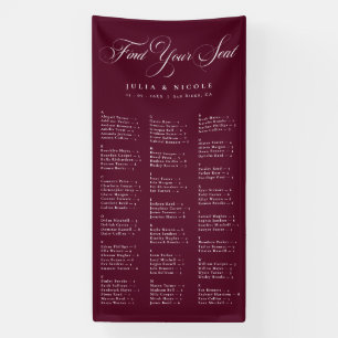 Ivory Burgundy Alphabetical Wedding Seating Chart Banner