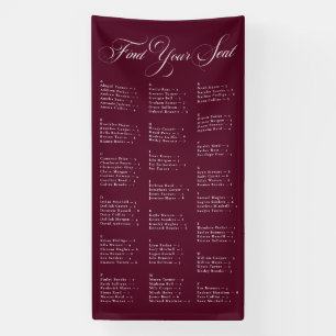 Ivory Burgundy Alphabetical Wedding Seating Chart Banner