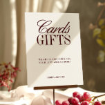 Ivory & Burgundy Cards & Gifts Wedding Sign<br><div class="desc">Welcome your guests with this elegant burgundy cards and gifts sign, perfect for guiding them to your designated table. Designed with a deep wine-red background and a refined mix of serif and script typography, this sign combines sophistication with practicality. A thoughtful detail for formal weddings, vineyard receptions, autumn celebrations, or...</div>