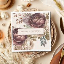 Ivory burgundy floral fall winter wedding