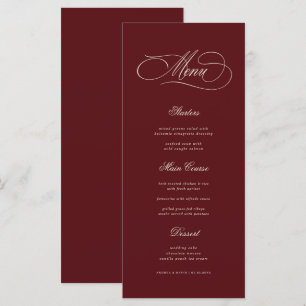 Ivory & Burgundy Old Money Aesthetic Retro Wedding Menu