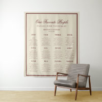 Ivory Burgundy Retro Wedding Seating Chart Sign