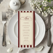 Ivory & Burgundy Stripes Border Retro Wedding