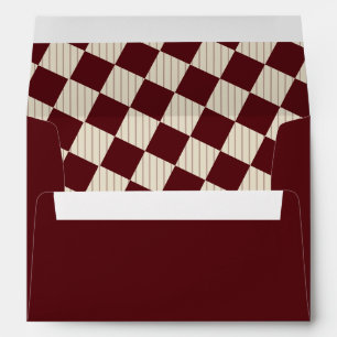 Ivory Burgundy Stripes Old Money Retro Wedding Envelope