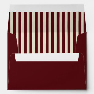 Ivory & Burgundy Stripes Retro Wedding Envelope