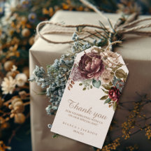 Ivory Burgundy Watercolor Floral Wedding favour 