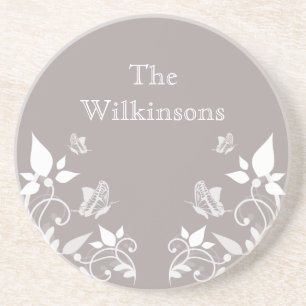 Ivory Butterfly Floral Coaster