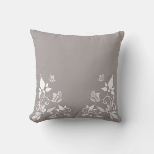 Ivory Butterfly Floral Pillow