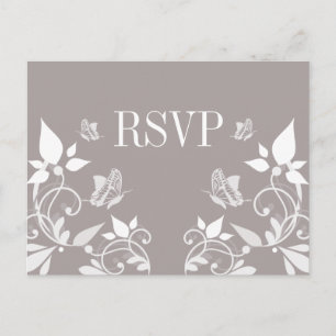 Ivory Butterfly Floral RSVP Postcard