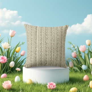 Ivory Cable Knit Texture Throw Pillow