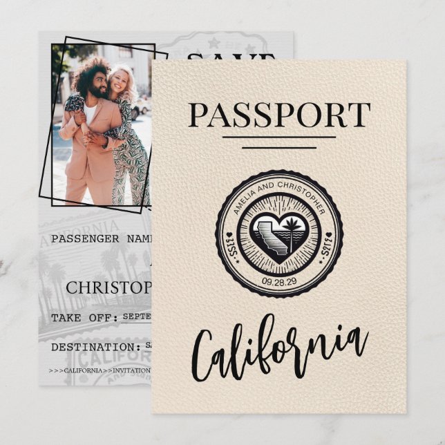 Ivory California Passport Save The Date (Front/Back)
