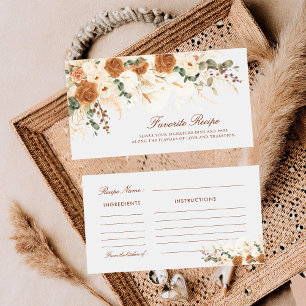 Ivory Calla Lilies Favorite Recipe Bridal Ticket Card