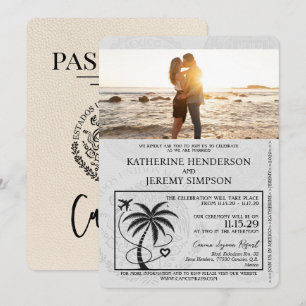 Ivory Cancun Passport Wedding Invitation