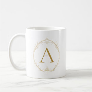 Ivory Champagne Lily Personalized Initial Mug