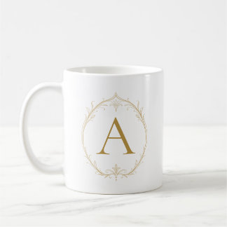 Ivory Champagne Lily Personalized Initial Mug