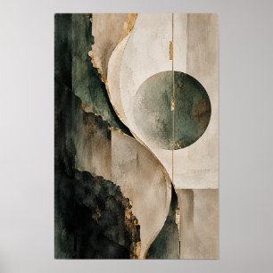 Ivory Charcoal Sphere Balance Abstract Wall Art