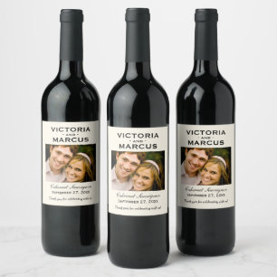Ivory Cheers to Love Wedding Photo Bottle Favour Wine Label