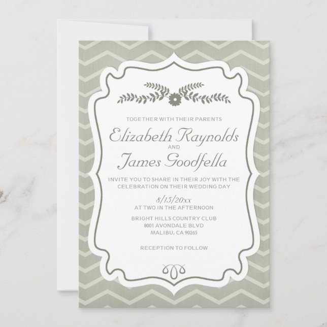 Ivory Chevron lance des invitations de mariage (Devant)