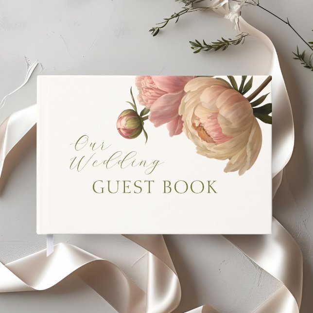 Ivory | Chic Blush Rose Wedding  Guest Book (Creator Uploaded)