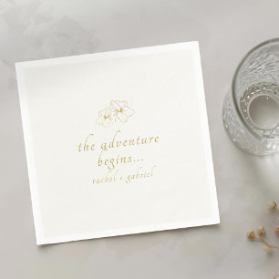 Ivory Chic Faux Gold Wedding Napkin