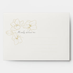 Ivory Chic Gold Floral Wedding Envelope