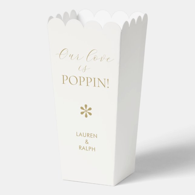 Ivory | Chic Minimal Script Wedding Popcorn Favor Box (Front)