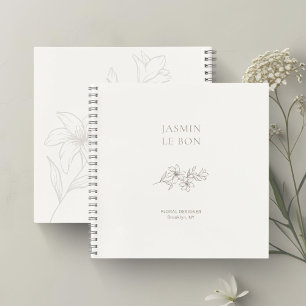 Ivory   Chic Minimalist Floral  Notebook