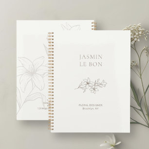Ivory   Chic Minimalist Floral  Planner
