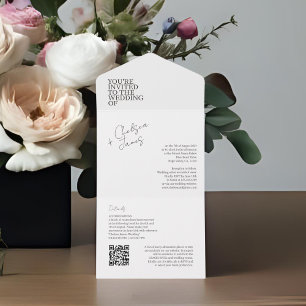 Ivory Chic Modern All in One Wedding Invite