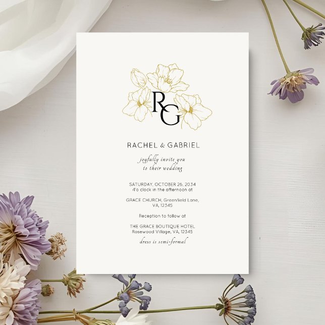 Ivory | Chic Monogram Wedding Invitation Card (Creator Uploaded)