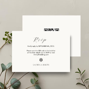 Ivory Chic QR Code Wedding RSVP Card