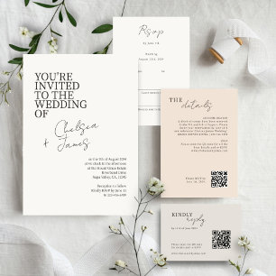 Ivory Chic Script Minimalist Wedding Invitation