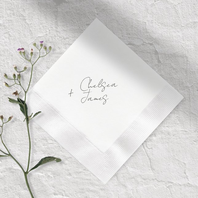 Ivory | Chic Script Minimalist Wedding Invitation Napkin (Creator Uploaded)
